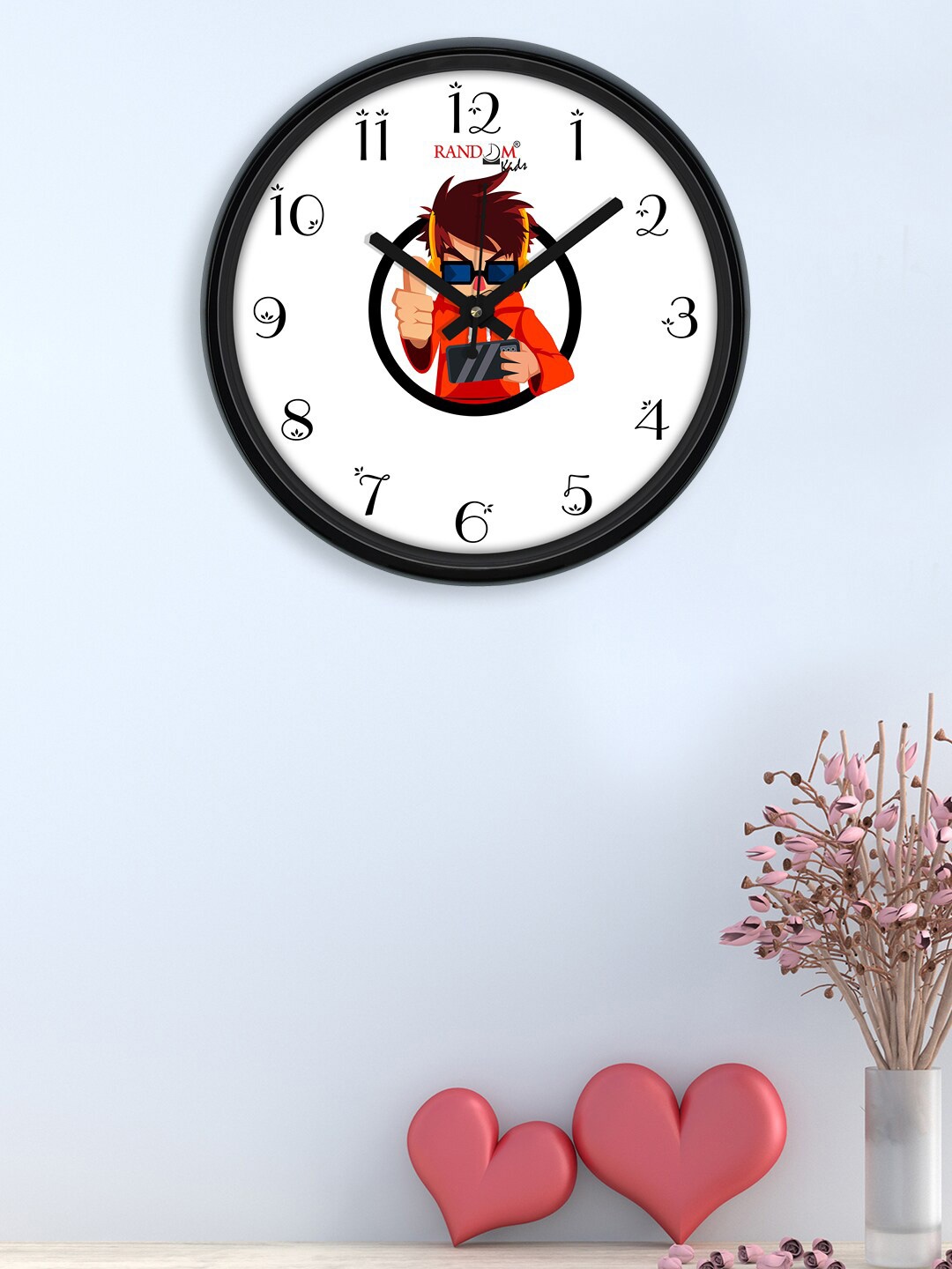 

RANDOM White & Black Printed Contemporary Wall Clock
