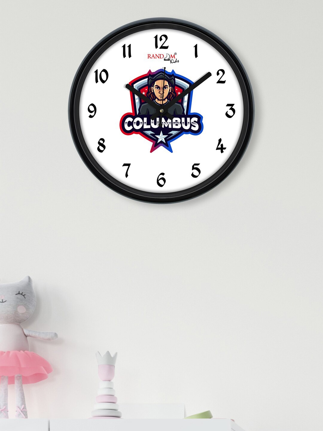 

RANDOM White & Black Columbus Printed Contemporary Wall Clock