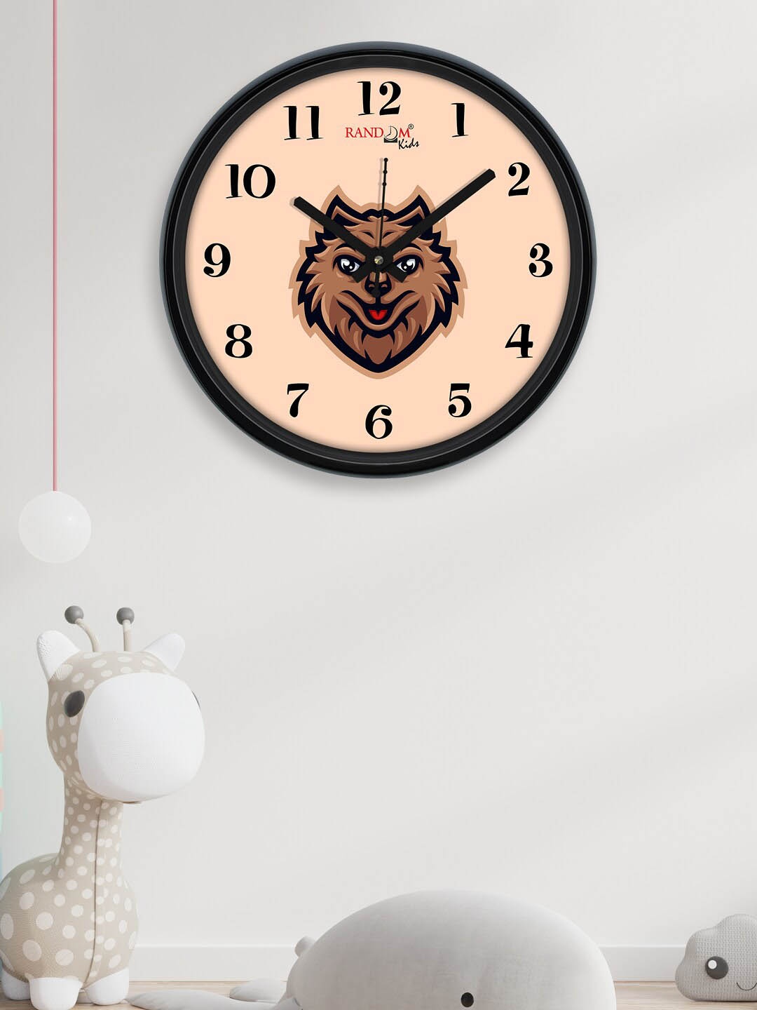 

RANDOM Black & Peach-Coloured Kids Printed Contemporary Wall Clock