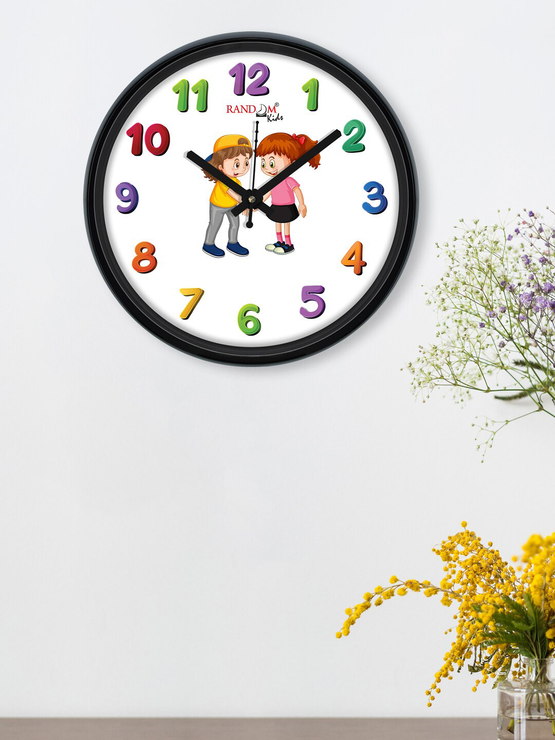 

RANDOM White & Pink Printed Contemporary Wall Clock
