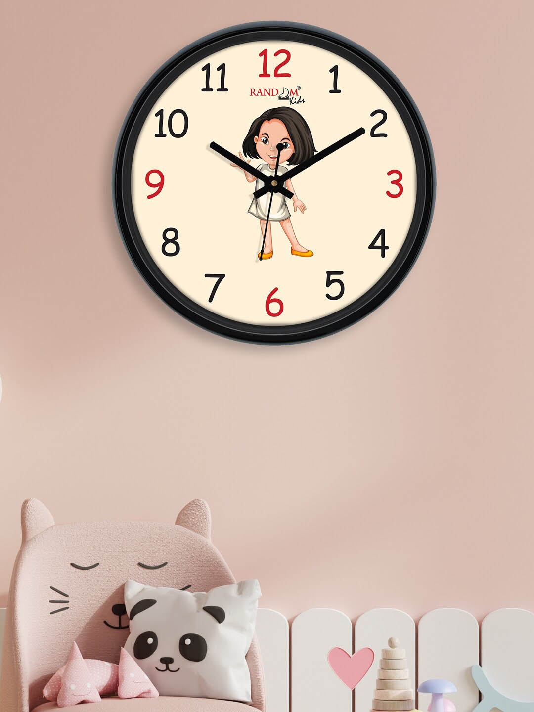 

RANDOM Cream-Coloured & Red Kids Printed Contemporary Wall Clock