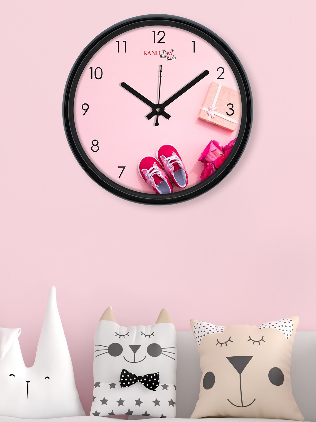 

RANDOM Black & Pink Printed Contemporary Wall Clock