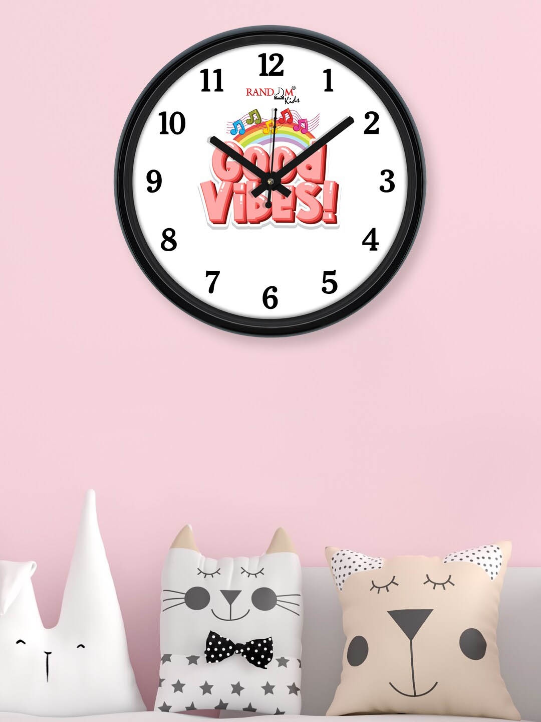

RANDOM White & Pink Good Vibes Printed Contemporary Round Analogue Wall Clock