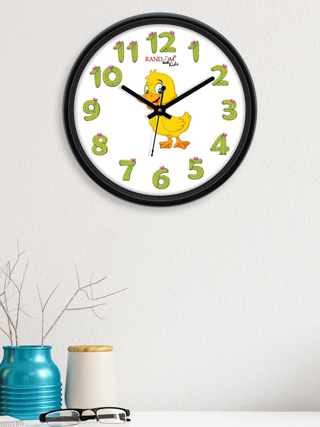 

RANDOM Unisex Kids White & Yellow Printed Contemporary Wall Clock