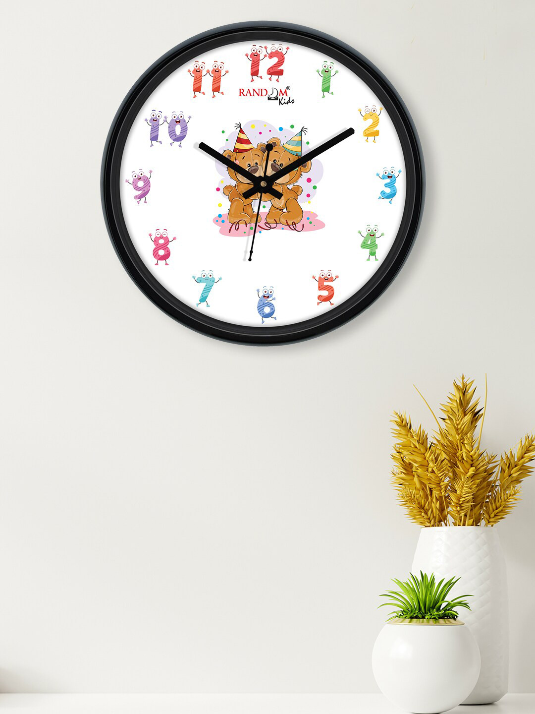 

RANDOM White & Red Celebrating Bear Printed Contemporary Wall Clock