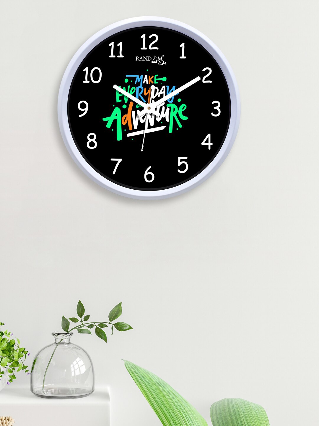 

RANDOM Black & Green Printed Contemporary Wall Clock