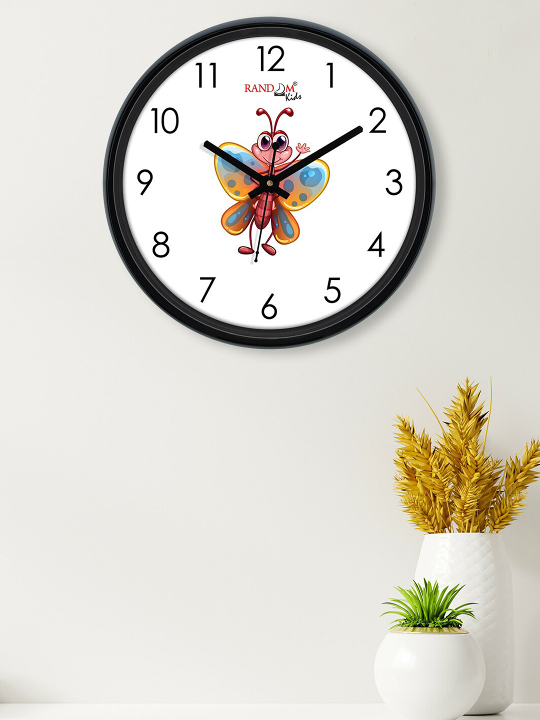 

RANDOM Unisex Kids White & Black Printed Contemporary Wall Clock