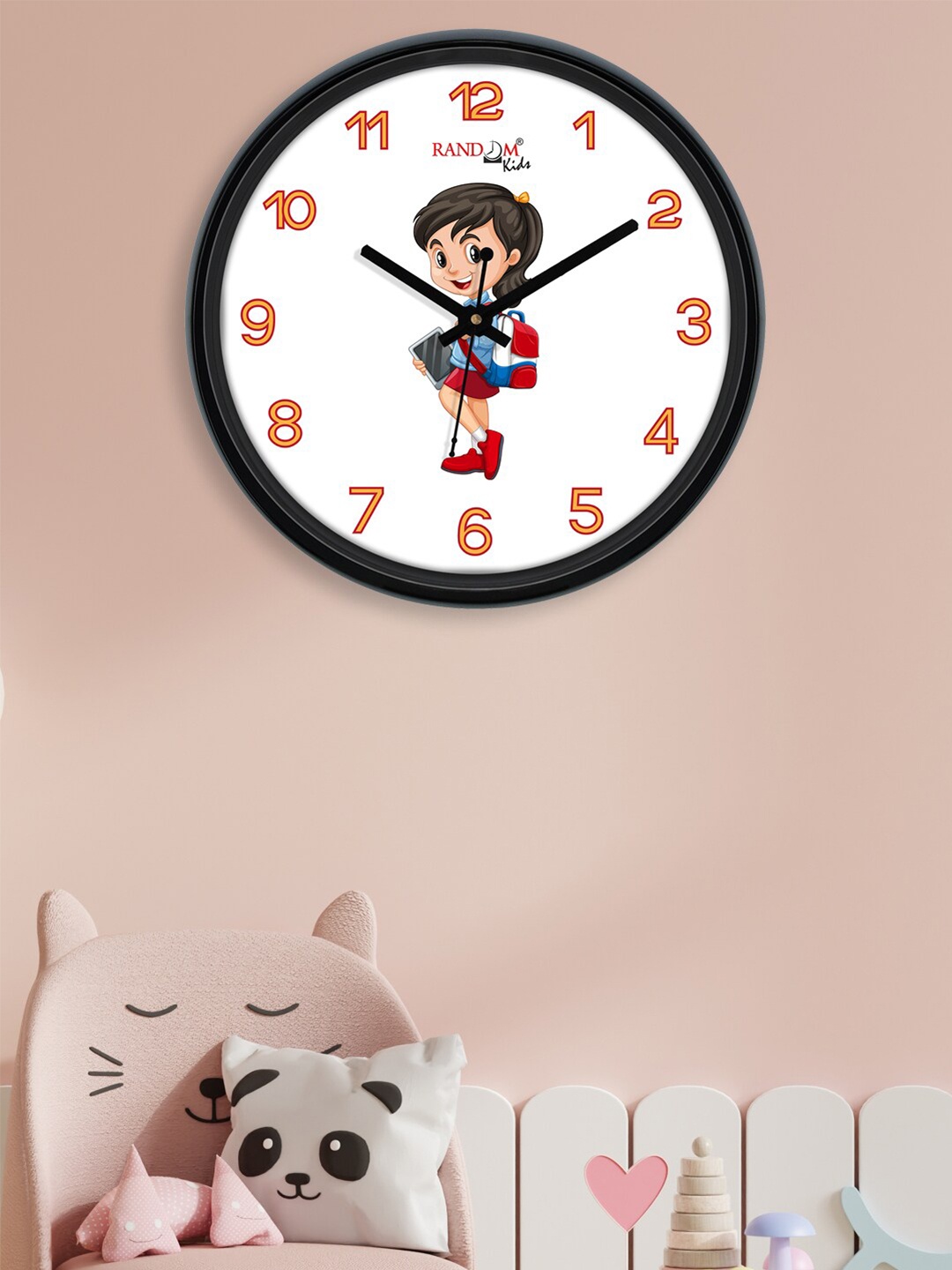 

RANDOM White & Blue School Kid Printed Contemporary Round Analogue Wall Clock