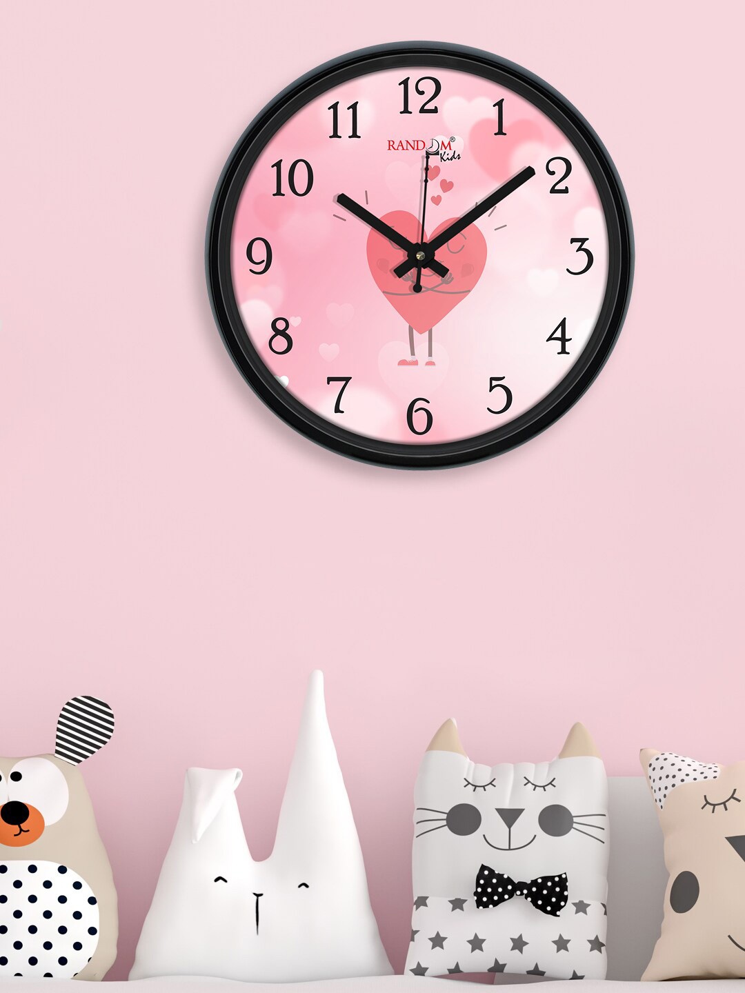 

RANDOM Black & Pink Loving Heart Printed Contemporary Analogue Wall Clock