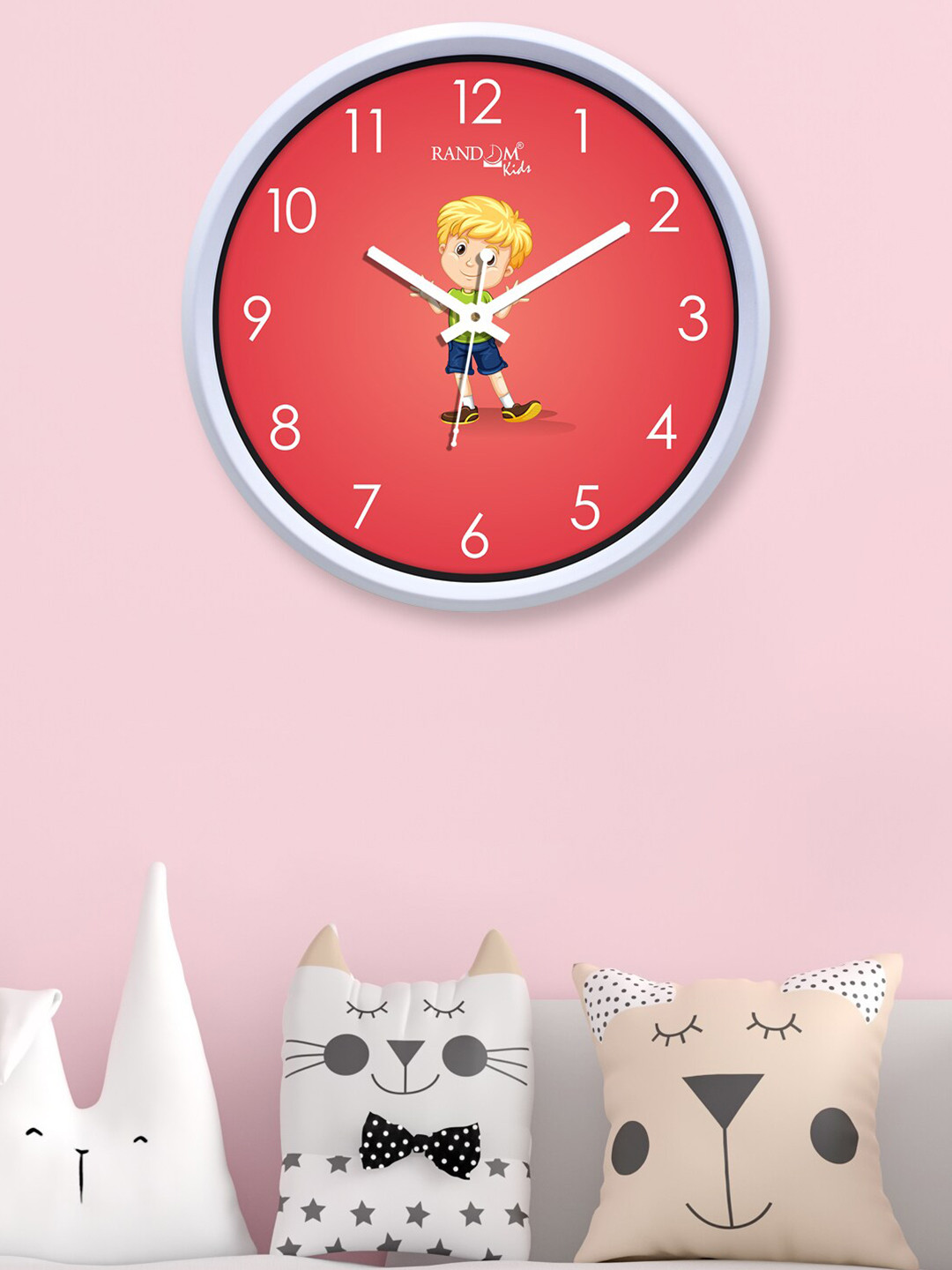 

RANDOM Peach-Coloured & White Printed Contemporary Wall Clock