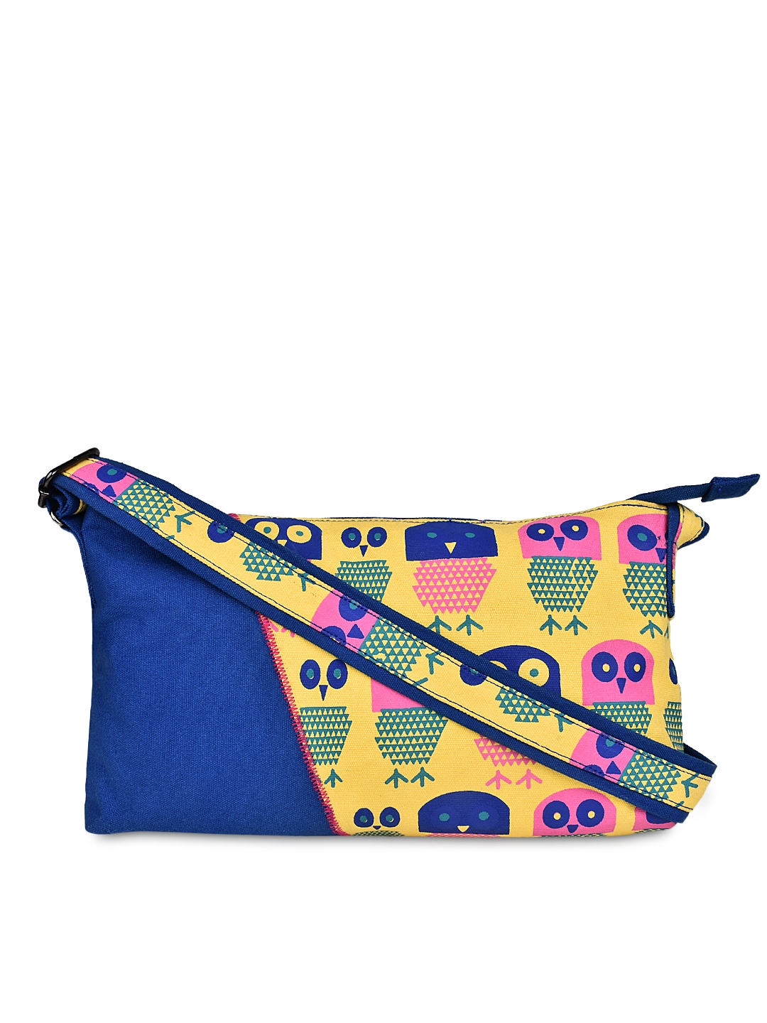 

Anekaant Yellow & Blue Printed Sling Bag