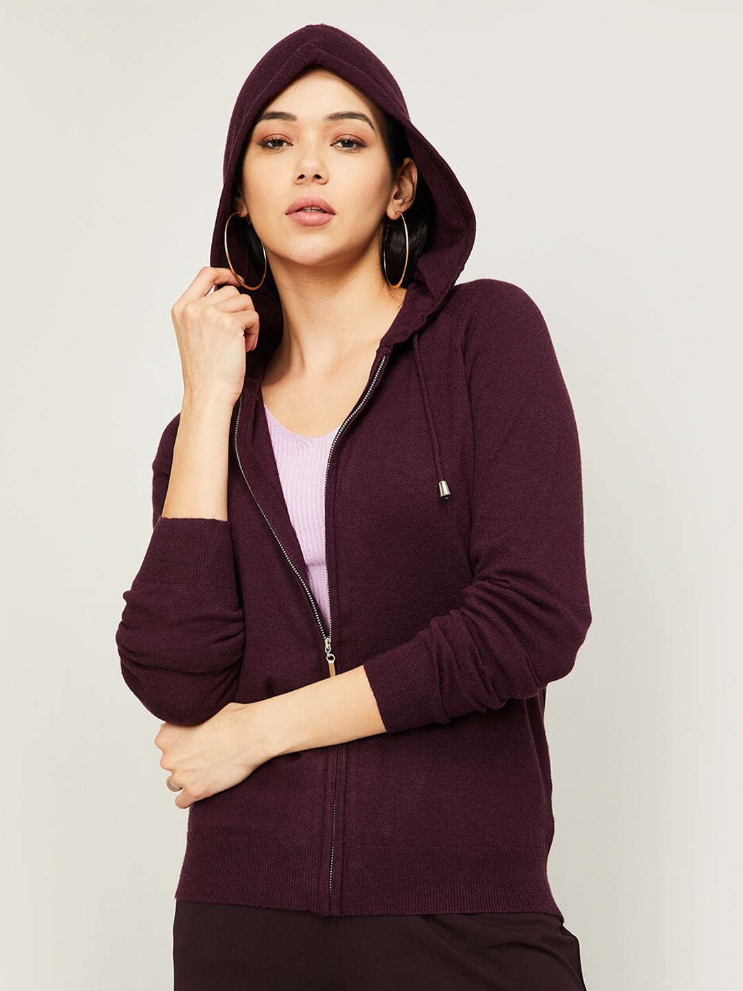 

Fame Forever by Lifestyle Women Burgundy Hooded Sweatshirt