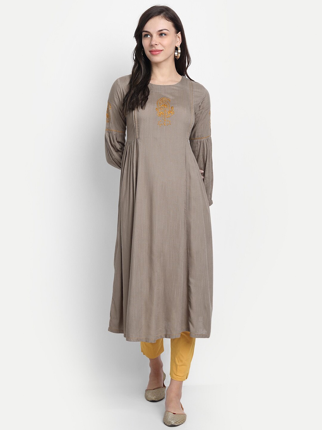 

fabGLOBAL Beige A-Line Midi Dress