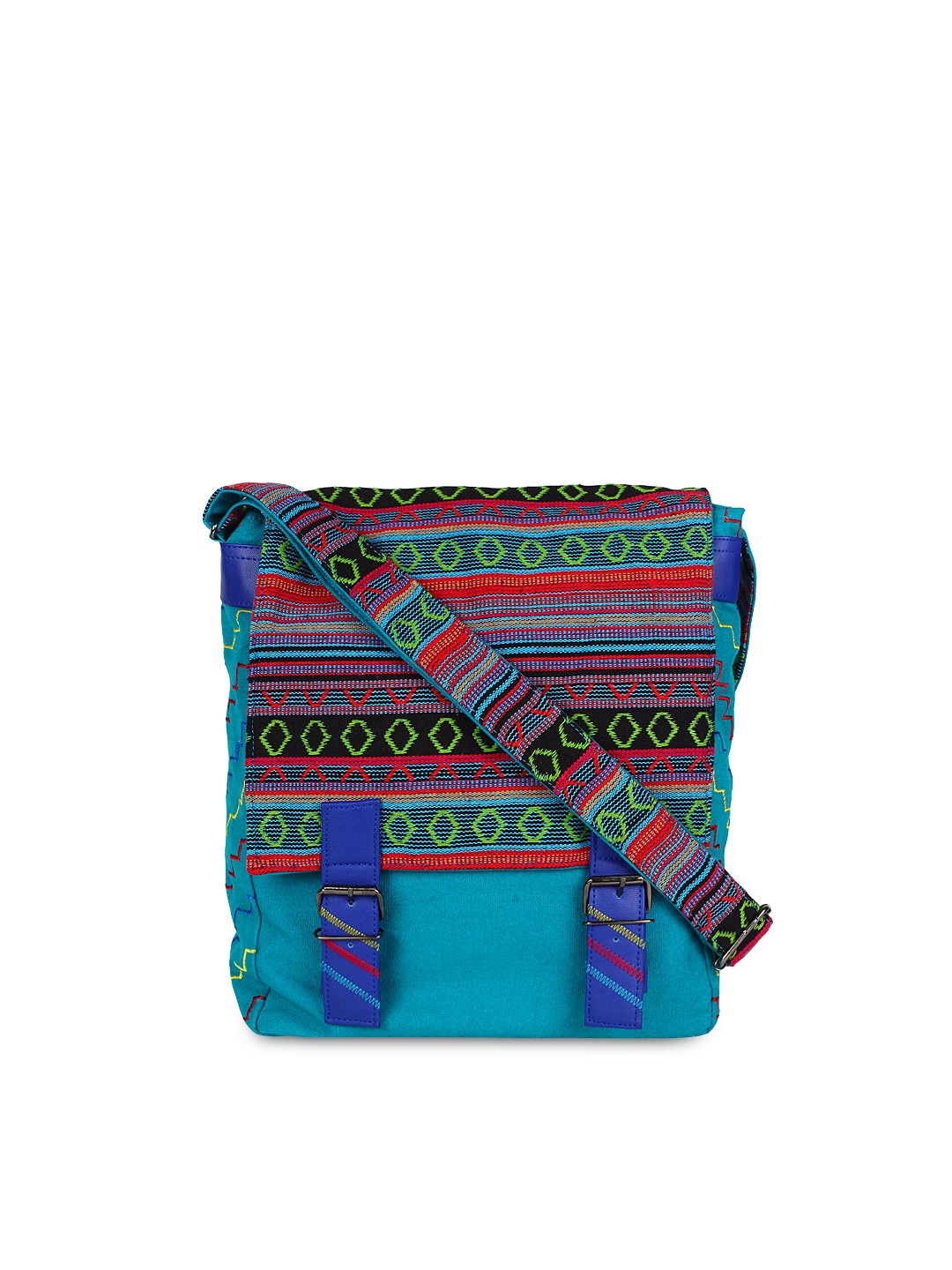 

Anekaant Blue Embroidered Jacquard Sling Bag