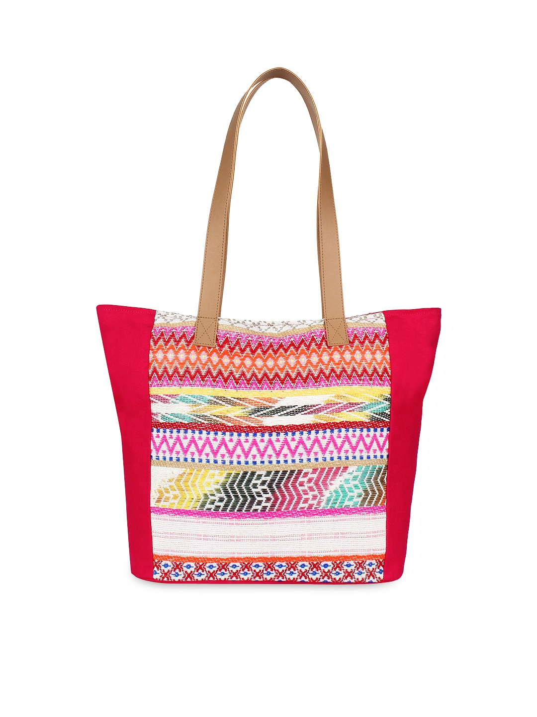 

Anekaant Pink Jacquard Tote Bag