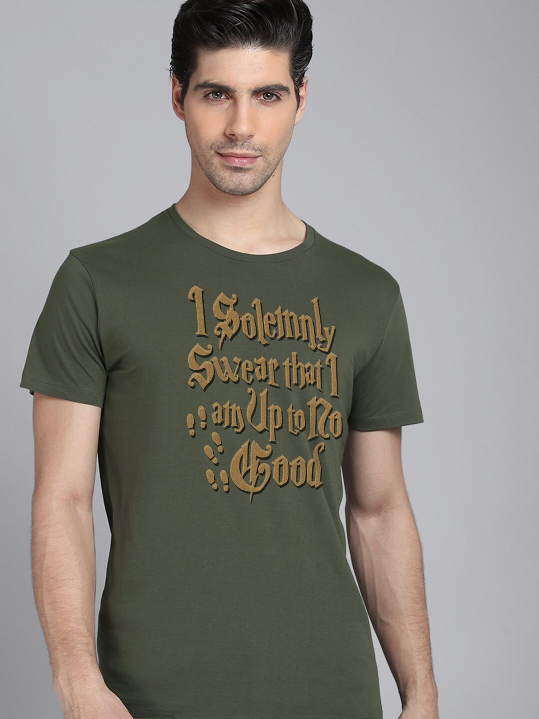 

Free Authority Men Olive Green Harry Potter Printed T-shirt