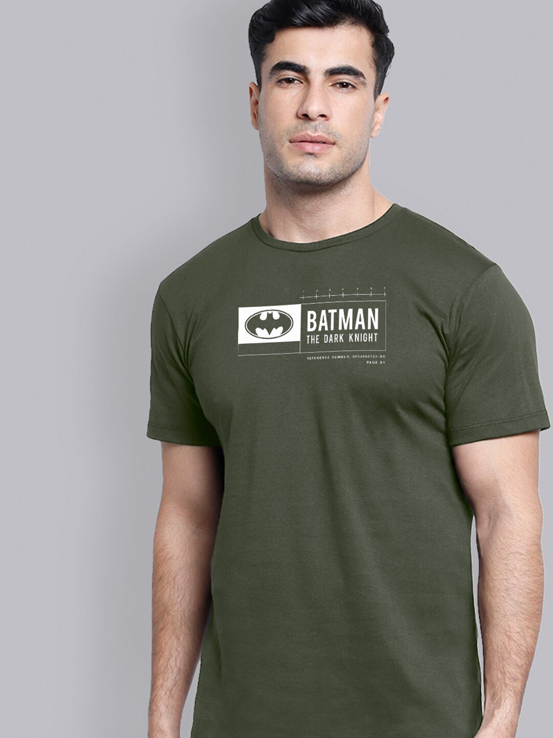 

Free Authority Men Olive Green Batman Printed T-shirt
