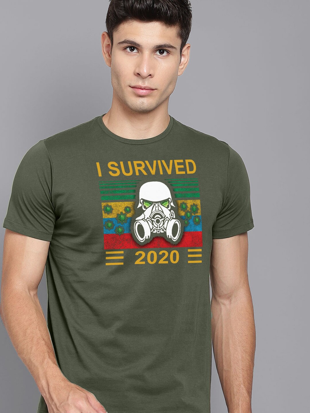 

Free Authority Men Olive Green Printed T-shirt