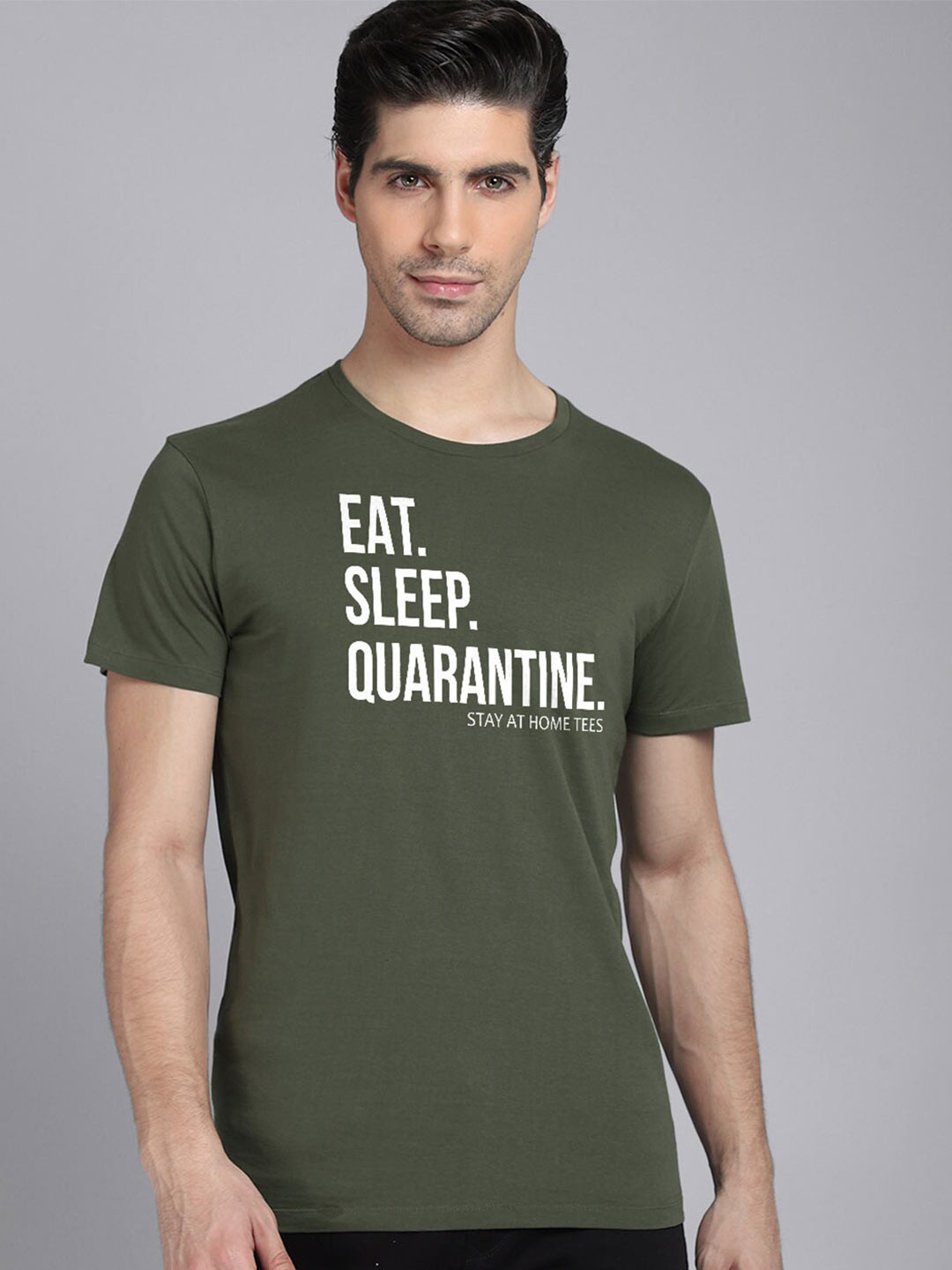 

Free Authority Men Olive Green Typography Printed T-shirt