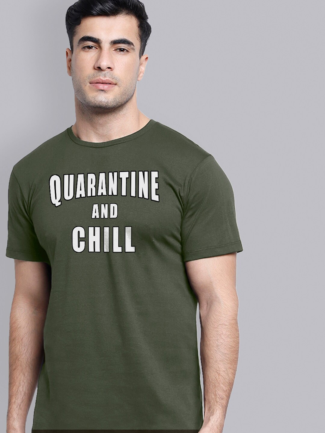 

Free Authority Men Olive Green Typography Printed T-shirt