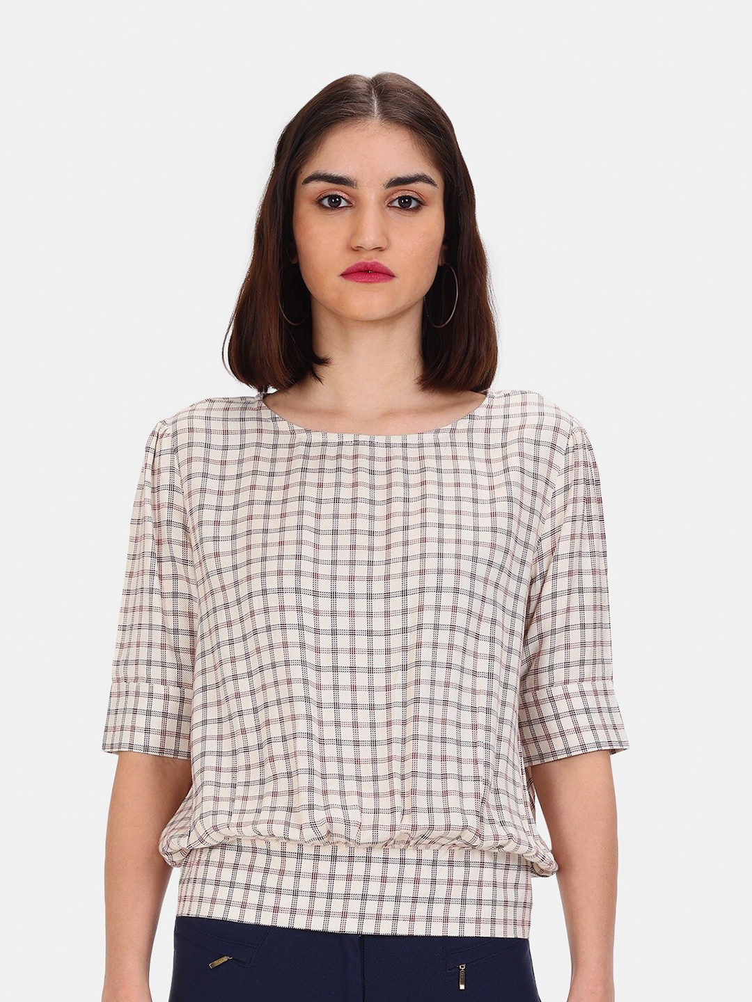 

Cherokee Beige Checked Regular Top