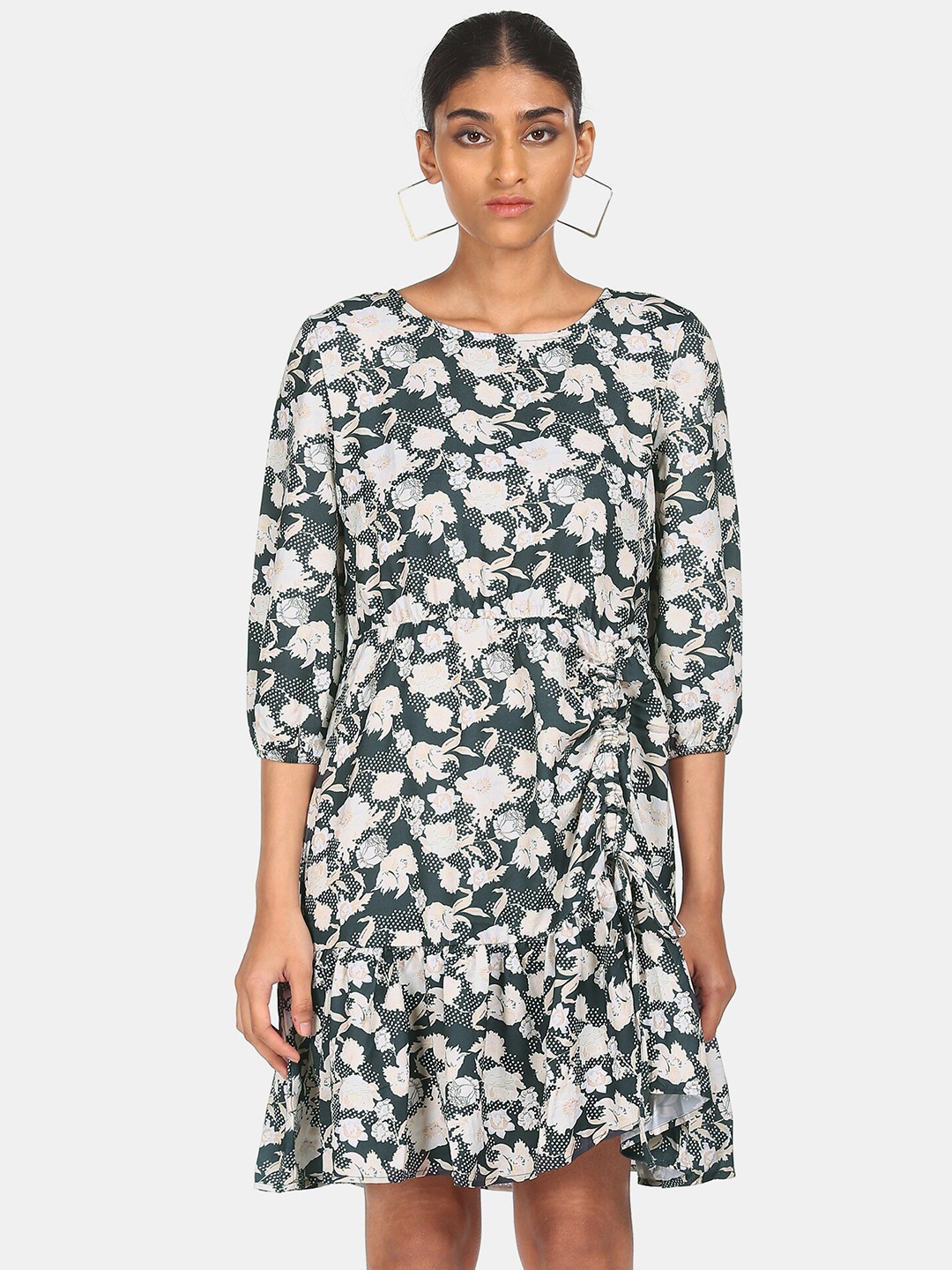 

Cherokee Women Black & White Floral Printed Dress