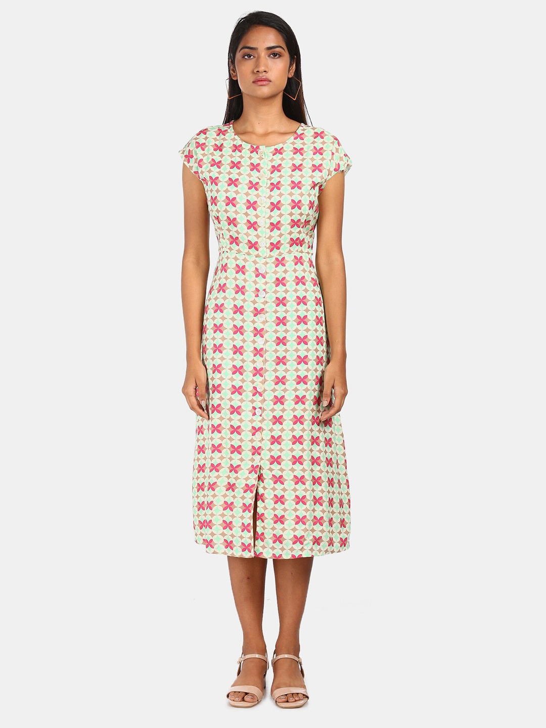 

Cherokee Pink Floral A-Line Midi Dress