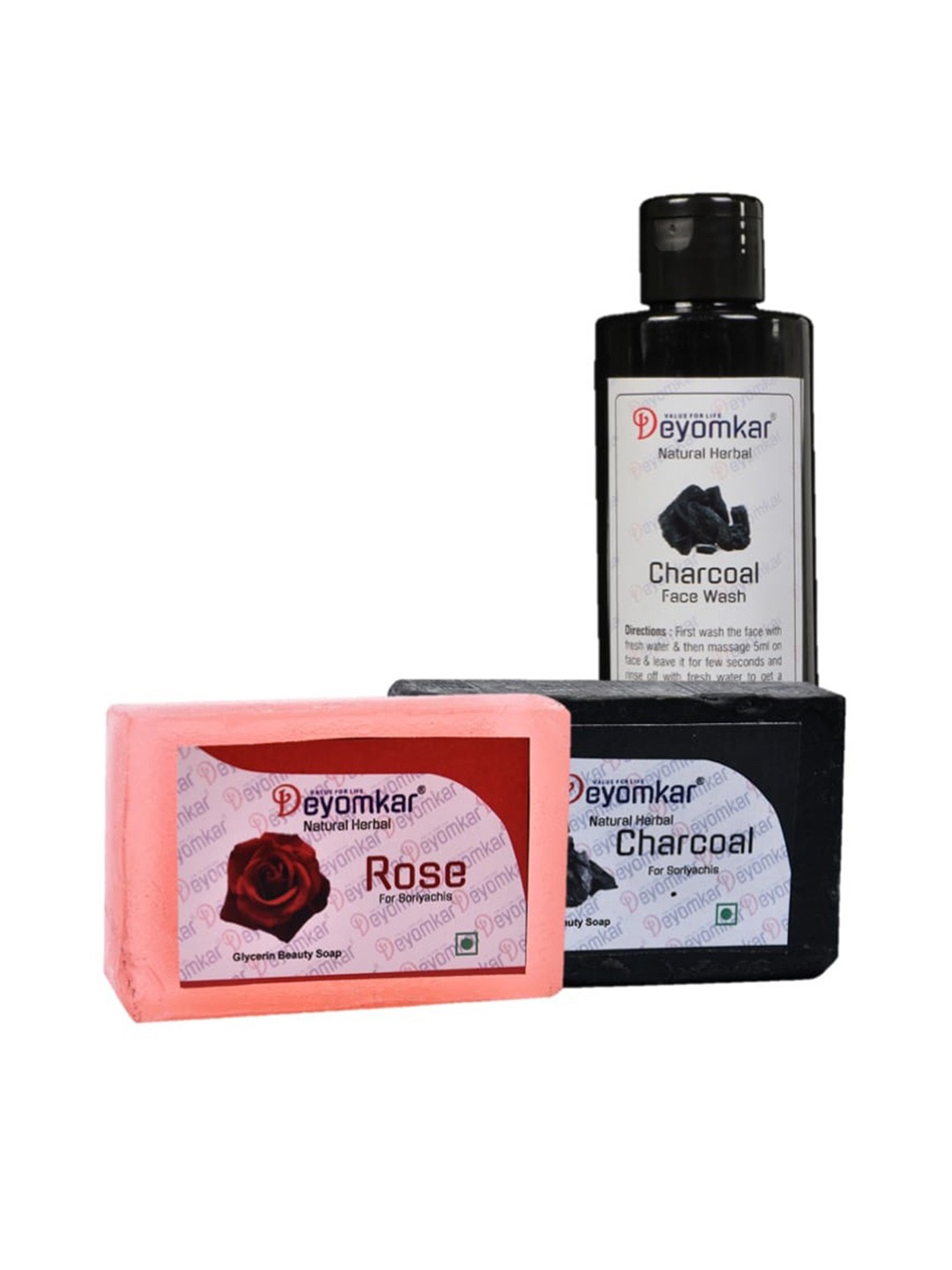 

Deyomkar Herbal Charcoal Facewash with Rose & Charcoal Soaps, Black
