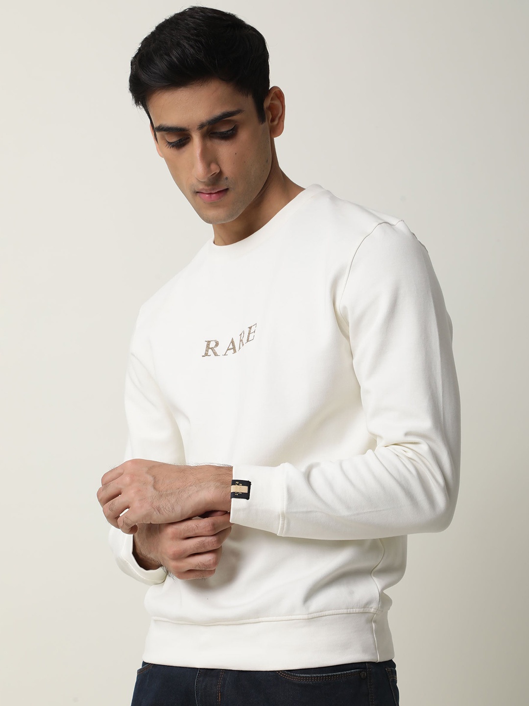 

RARE RABBIT Men Off White Sweatshirt