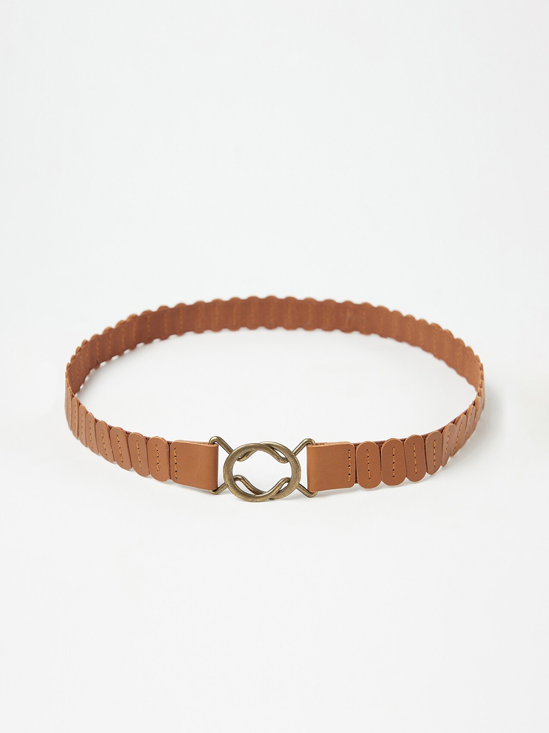 

Fabindia Women Tan Textured Leather Belt