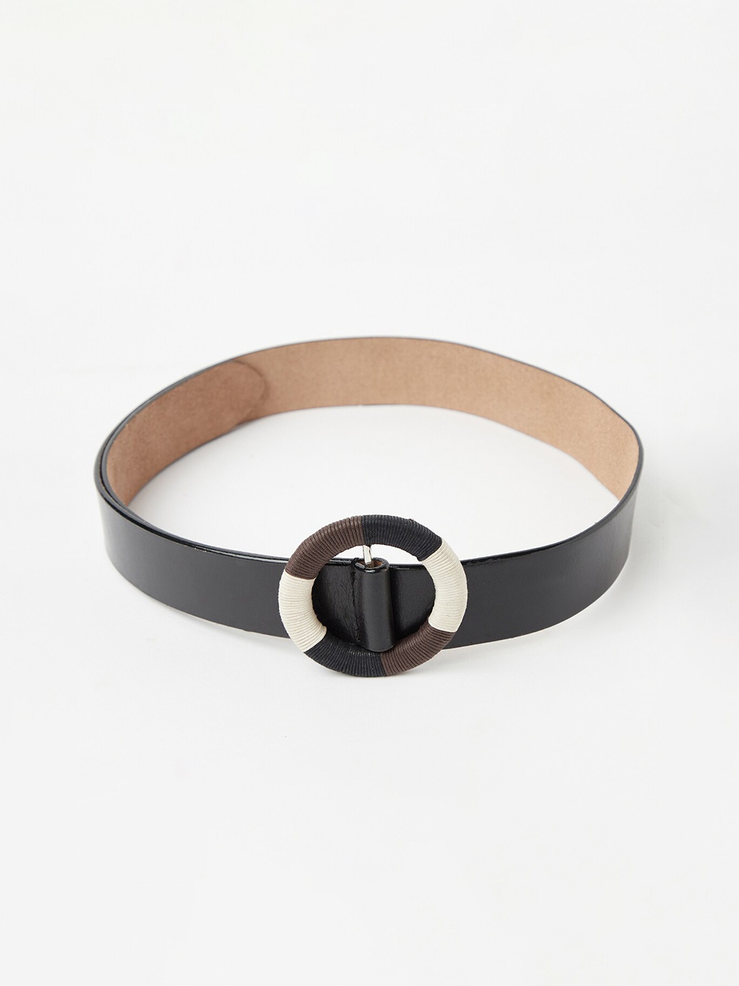 

Fabindia Women Black Solid Leather Casual Belt