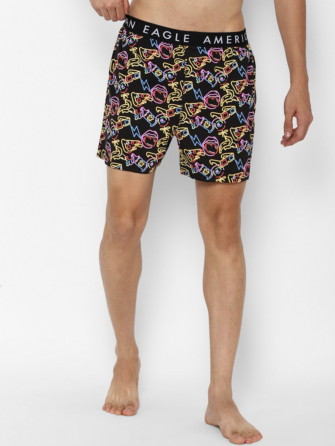 

AMERICAN EAGLE OUTFITTERS Men Black & Pink Printed Boxers WEC0231314001