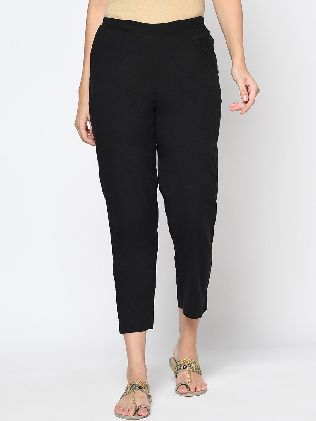 

Fabindia Women Black Tapered Trousers