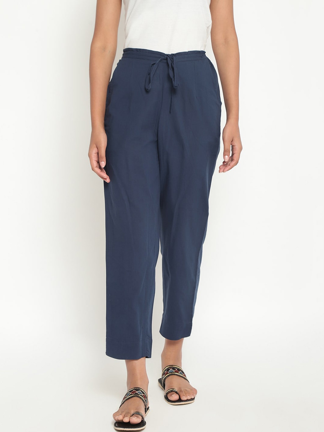 

Fabindia Women Blue Cotton Trousers