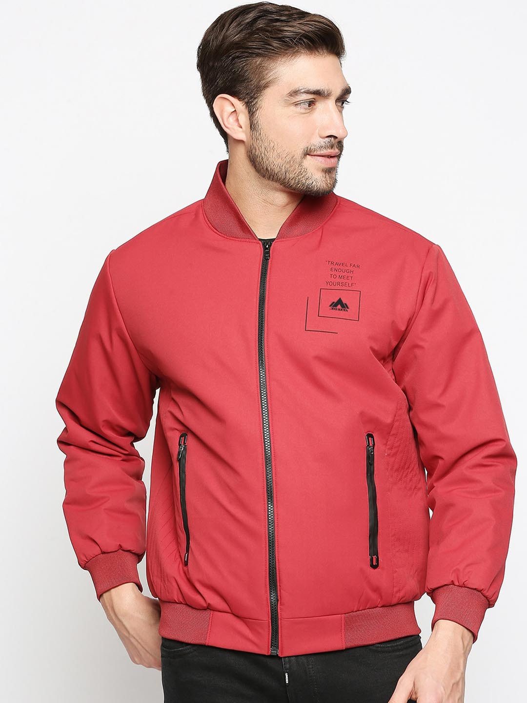 

Zeel Men Red Lightweight Bomber Jacket