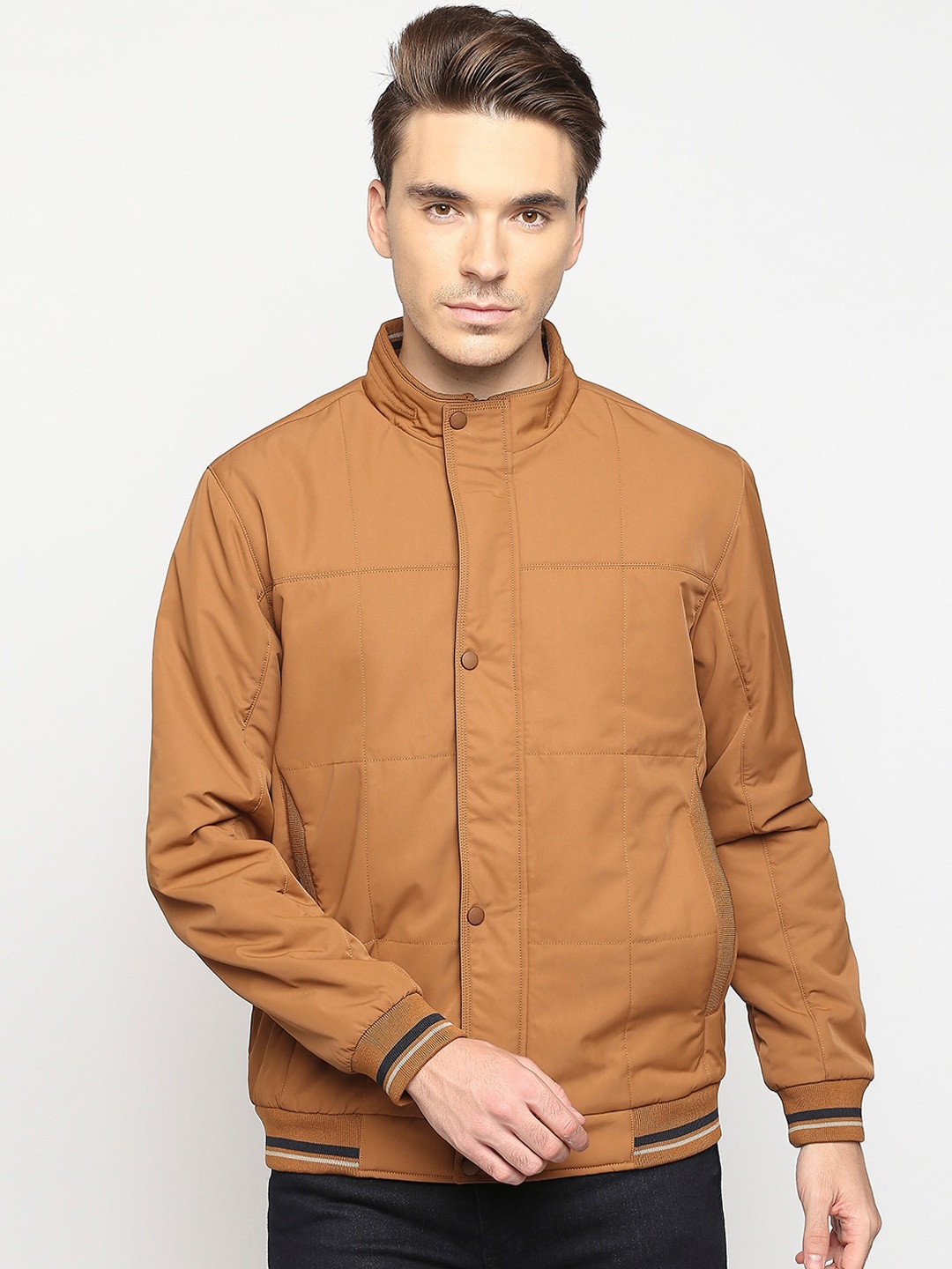 

Zeel Men Tan Brown Bomber Jacket