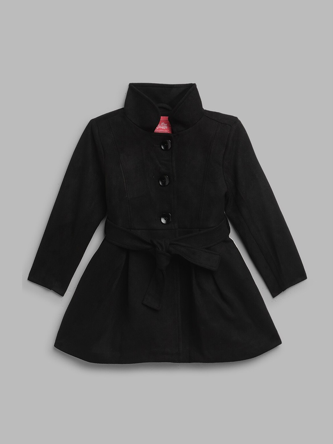 

Blue Giraffe Girls Black Solid Overcoat