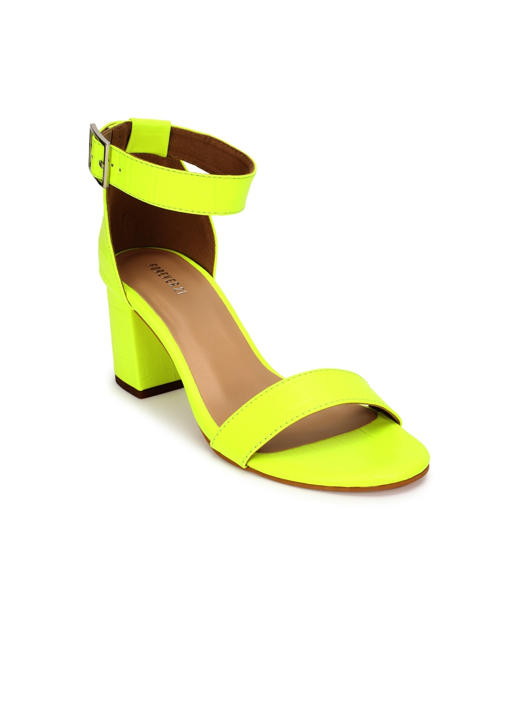 

FOREVER 21 Fluorescent Green PU Block Sandals