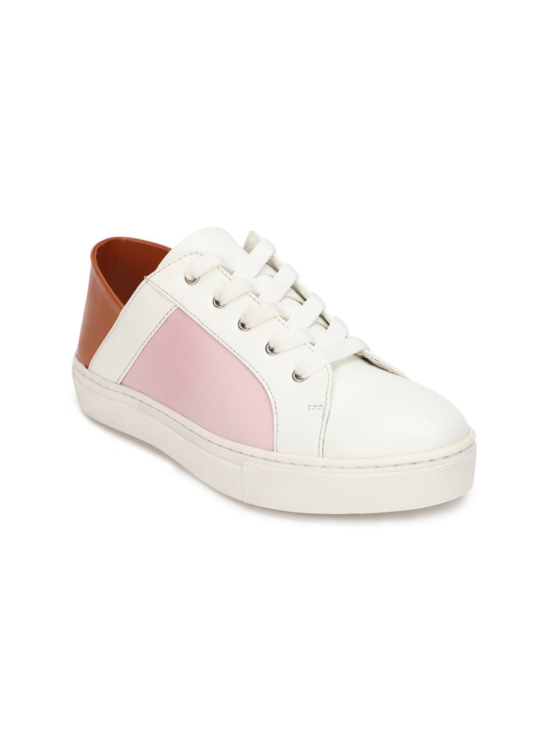

FOREVER 21 Women Pink Colourblocked PU Sneakers