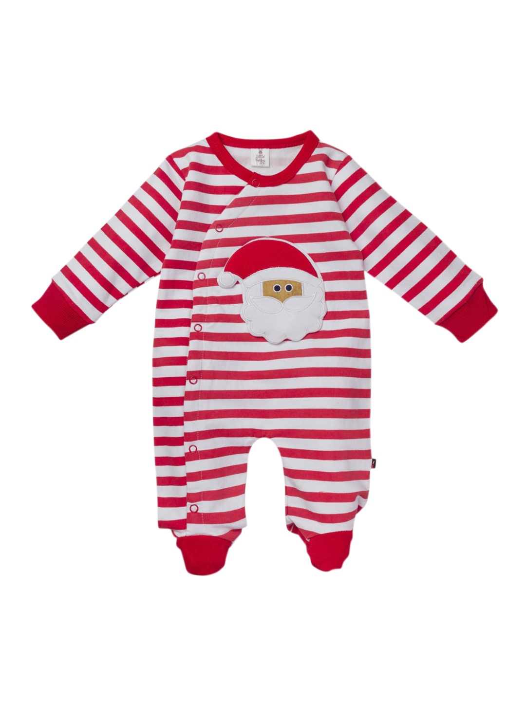 

Little Folks Kids Red & White Striped Printed Fleece Romper