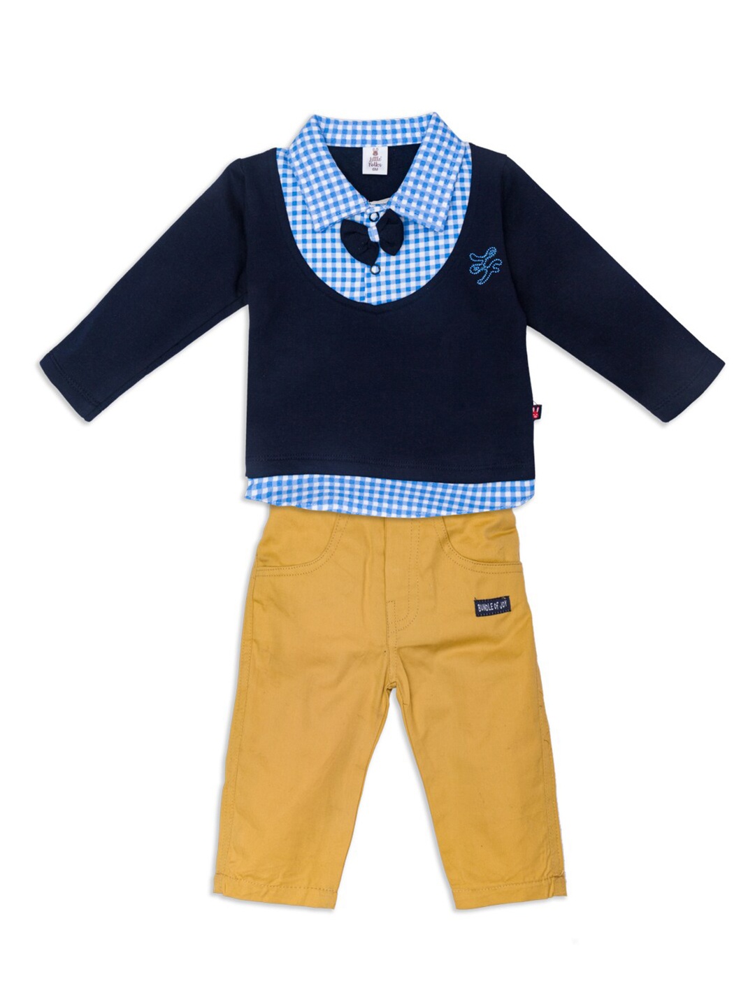 

Little Folks Kids Blue & Mustard Fleece Shirt with Trousers