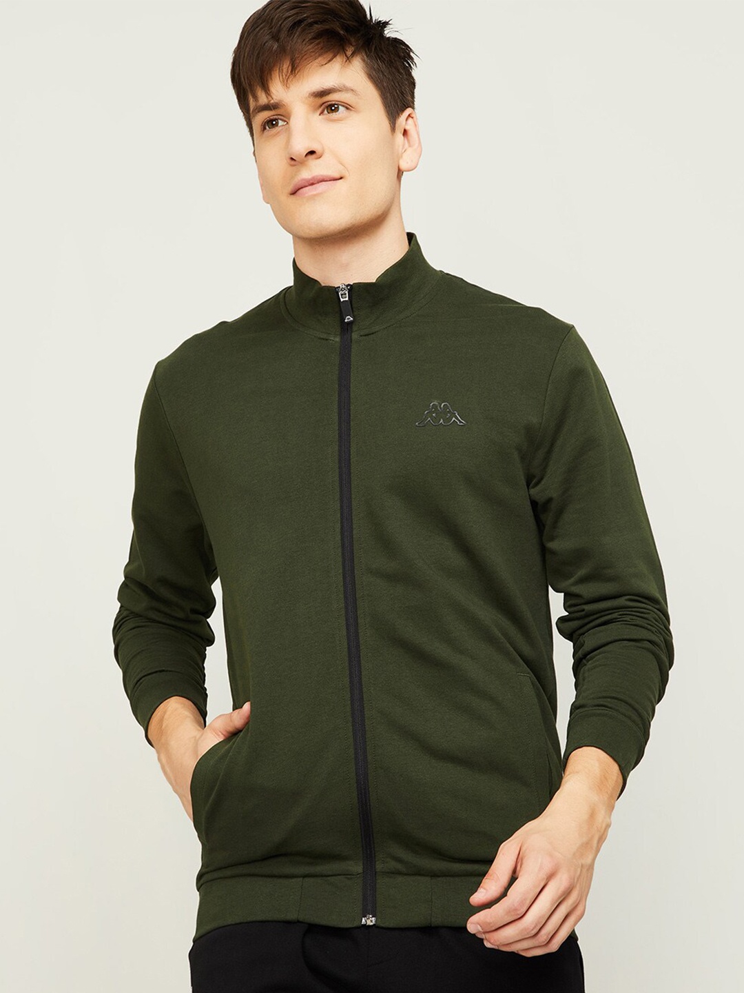 

Kappa Men Olive Green Solid Sweatshirt