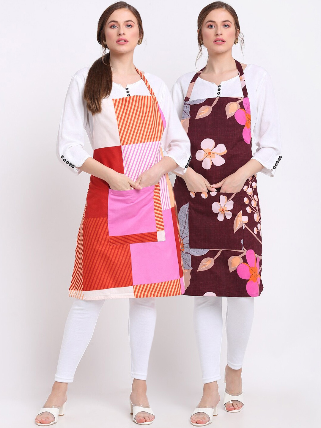 

TAG 7 Pack Of 2 Printed Aprons With Napkins, Multi