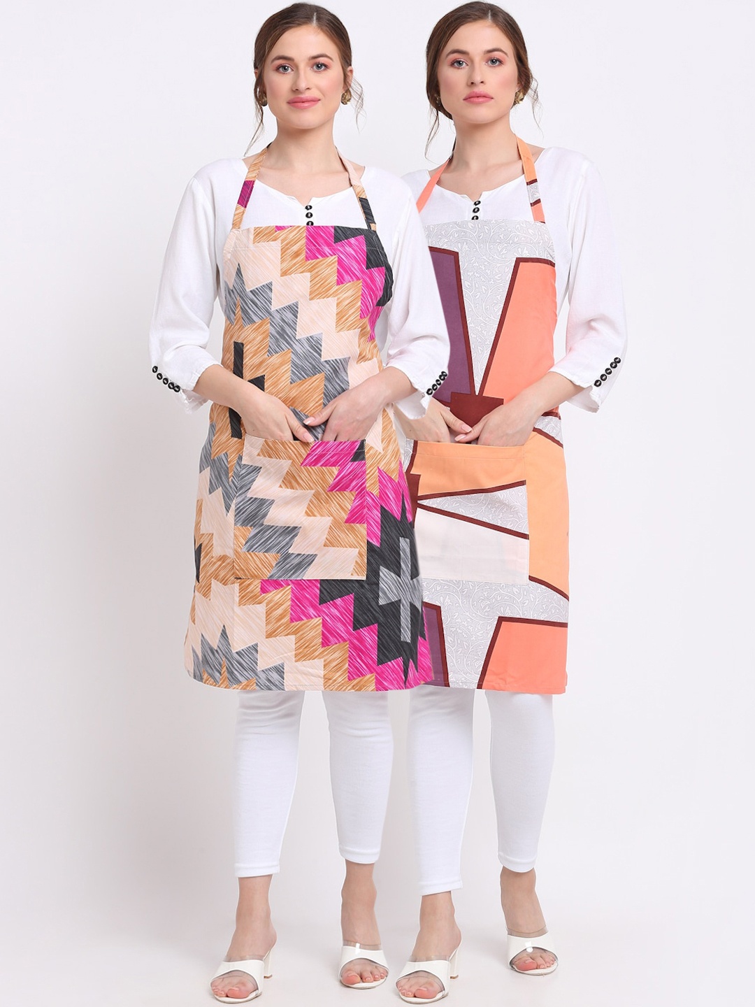 

TAG 7 Pack Of 2 Printed Aprons & Napkins, Pink