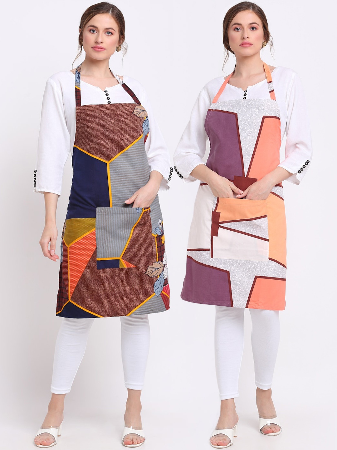 

TAG 7 Pack Of 2 Printed Aprons & Napkins, Multi