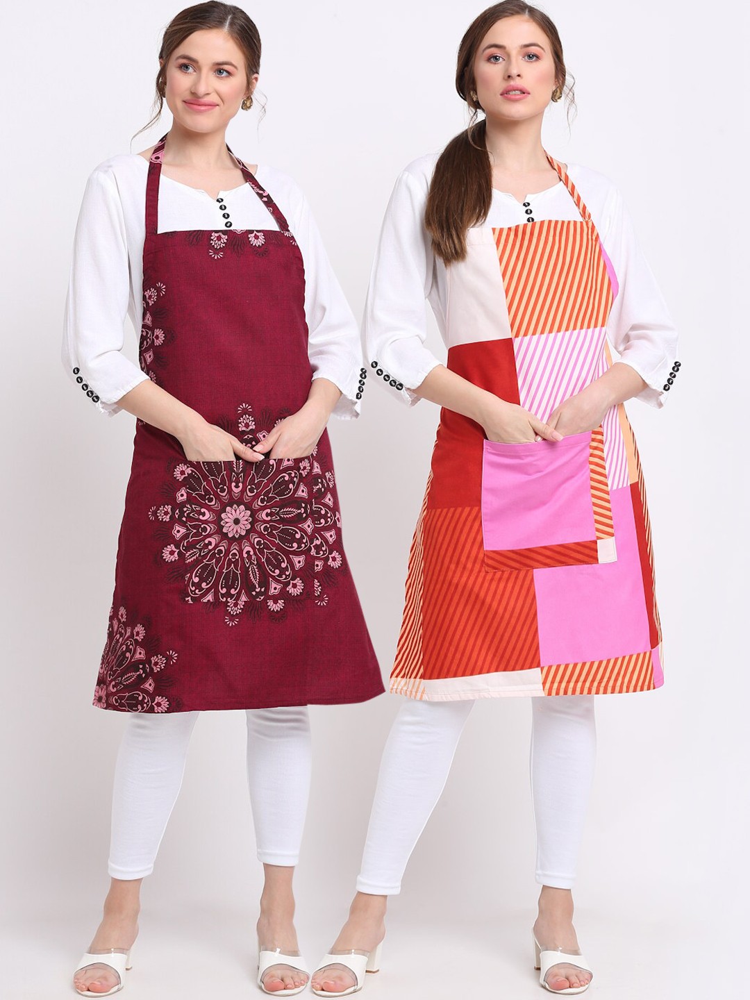 

TAG 7 Pack Of 2 Printed Aprons & Napkins, Multi