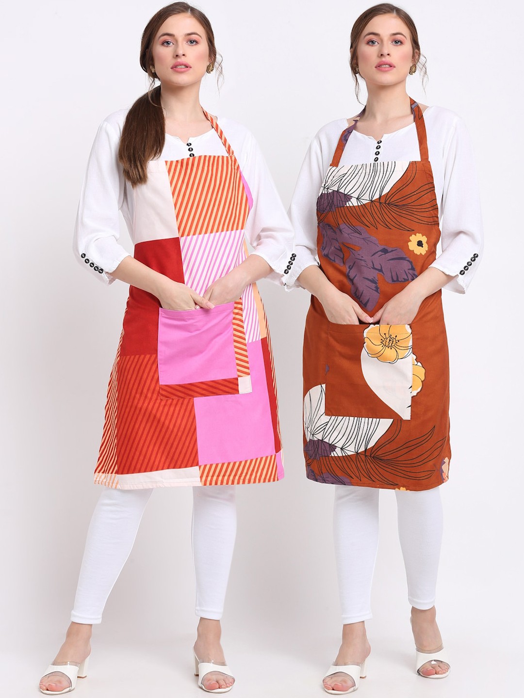 

TAG 7 Pack Of 2 Printed Aprons & Napkins, Multi