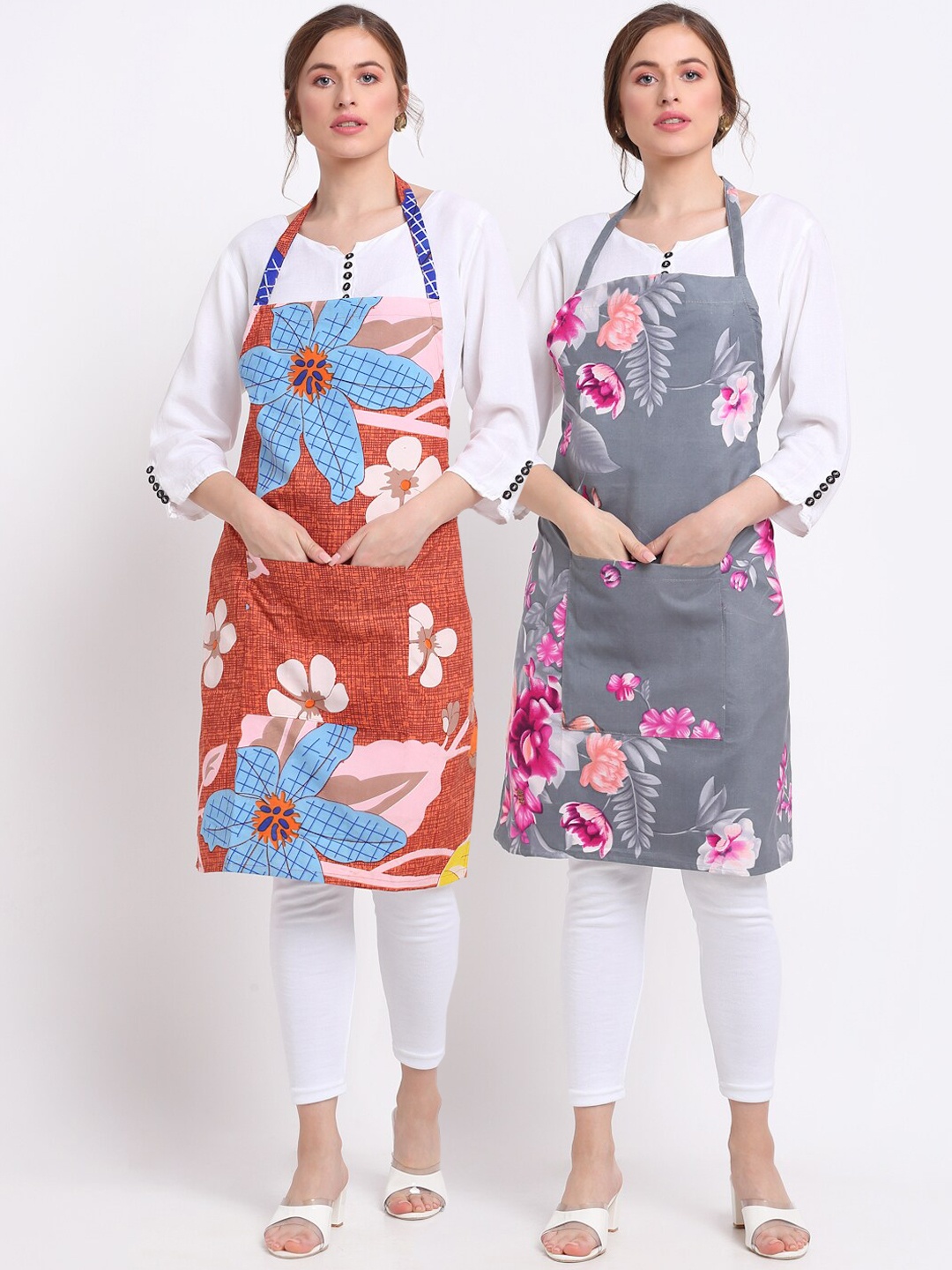 

TAG 7 Pack Of 2 Printed Aprons & Napkins, Orange