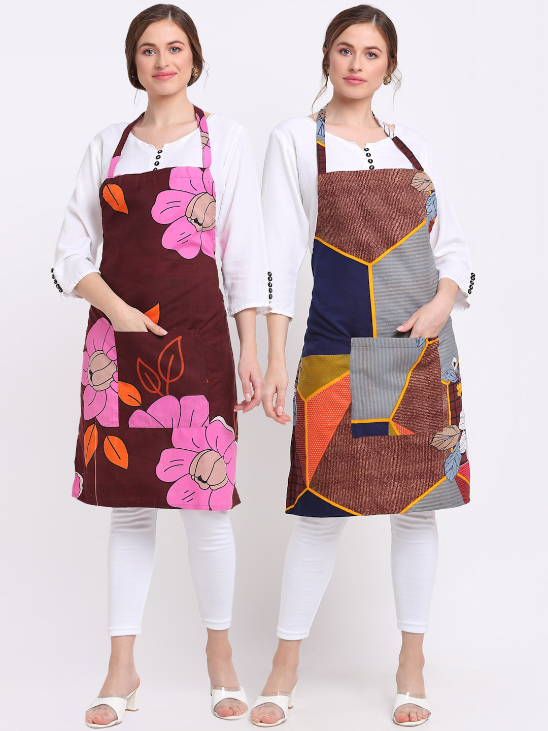 

TAG 7 Pack Of 2 Printed Aprons & Napkin, Pink