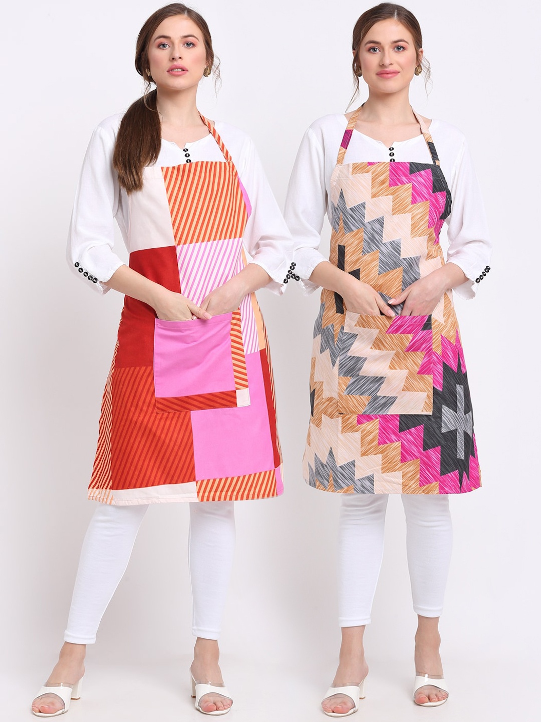 

TAG 7 Pack of 2 Printed Aprons & Napkins, Multi